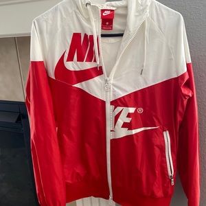 Red and white NIKE windbreaker
